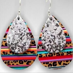 Boho Vegan Leather Teardrop Layered Earrings